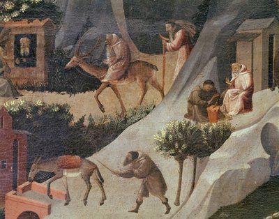 Le travail des moines (détail de La Thébaïde) - Fra (c.1387 1455) Angelico