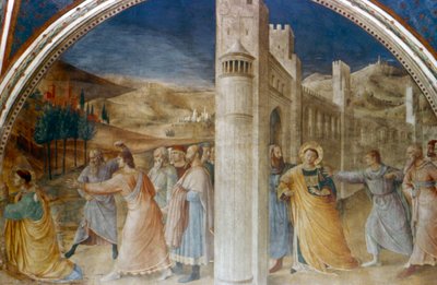 Arrestation et lapidation de Saint Étienne, milieu du XVe siècle - Fra Angelico