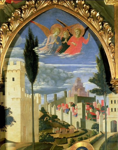 Retable de Santa Trinita, détail des anges en deuil, c.1434 tempera et or sur panneau - Fra Angelico