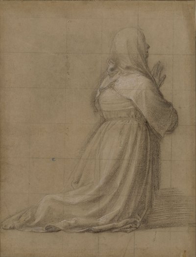 Femme agenouillée en prière, vue de dos (étude pour la figure de sainte Catherine) - Fra Bartolomeo
