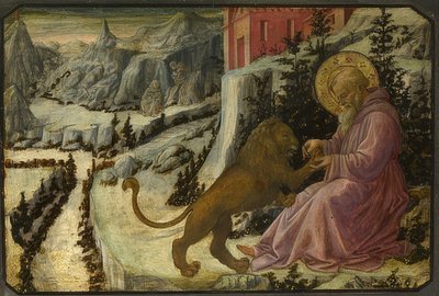 Saint Jérôme et le lion (Predella du retable de la Santa Trinità de Pistoia) - Fra Filippo Lippi