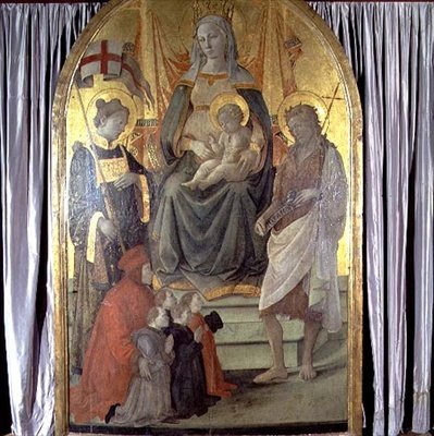 Madone et Enfant en trône avec SS. Étienne, Jean-Baptiste, Francesco Datini et la famille Ceppo - Fra Filippo Lippi