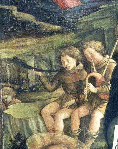 Deux bergers musiciens (détail) - Fra Filippo Lippi