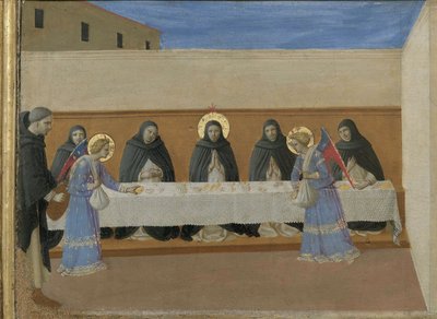 Les anges servent le dîner aux frères. Polyptyque de Cortona (détail), vers 1437 - Fra Giovanni Angelico da Fiesole