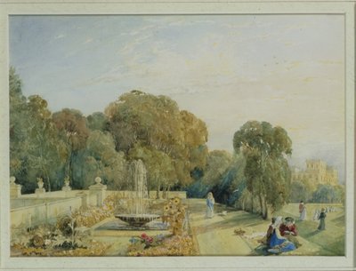 Vue des jardins de Chatsworth, Derbyshire, c.1820 - Frances Elizabeth Swinburne