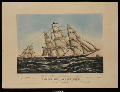 À Aaron J Westervelt Esq. constructeur du clipper de New York Sweepstakes, cette impression est respectueusement dédiée par les éditeurs... - Frances Flora Bond (c.1812 76) (after) Palmer