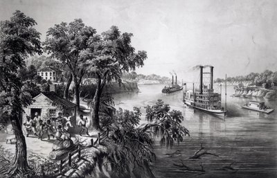 Basse eau dans le Mississippi, publié par Currier and Ives, 1867 - Frances Flora Bond Palmer