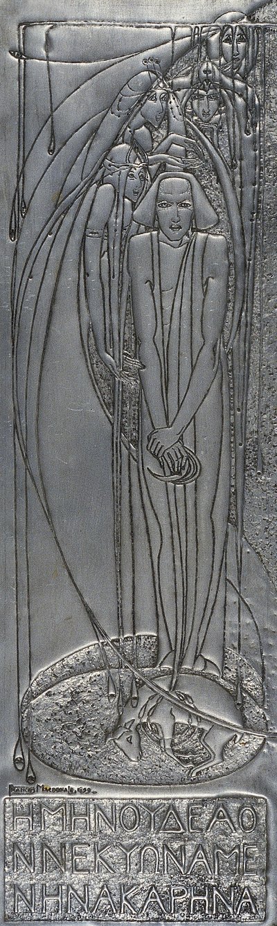 Plaque en métal repoussé blanc, 1893 - Frances Macdonald