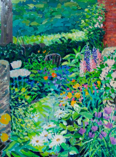 English Country Garden, 2018 (acrylique sur toile) - Frances Naggs