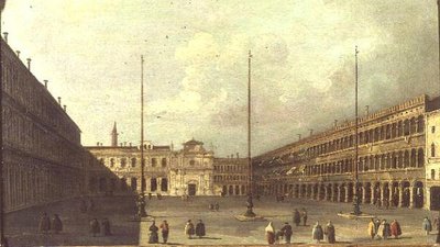 La Piazza San Marco, Venise, avec des figures - Francesco (after) Guardi