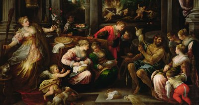 Hercule et Omphale, reine de Lydie, 1587 - Francesco Bassano