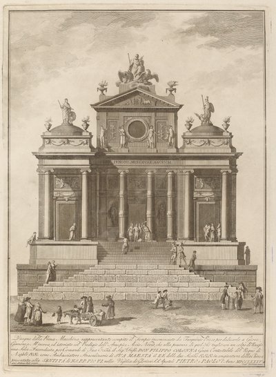 Un temple dédié à Jupiter, Junon et Minerve, pour le festival de la "Chinea" - Francesco Barbazza after Giuseppe Palazzi