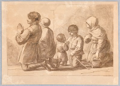 Une famille en prière - Francesco Bartolozzi