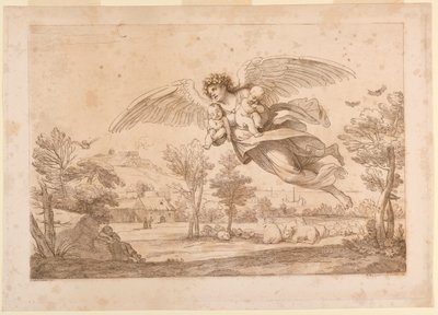 Ange avec deux enfants dans ses bras - Francesco Bartolozzi