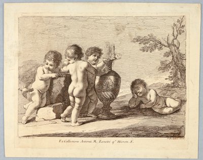Garçons jouant avec un oiseau - Francesco Bartolozzi