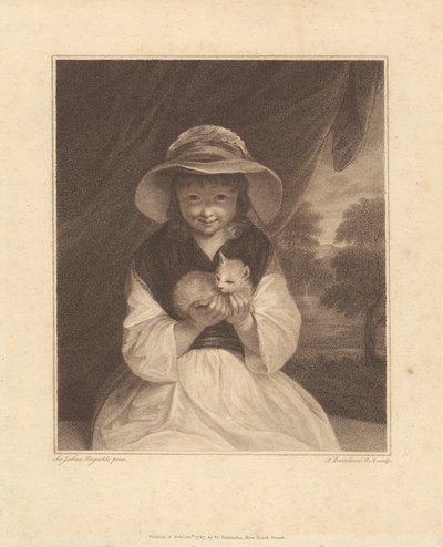 Fille avec un chaton - Francesco Bartolozzi