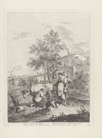 Paysage avec une trayeuse de vaches - Francesco Bartolozzi