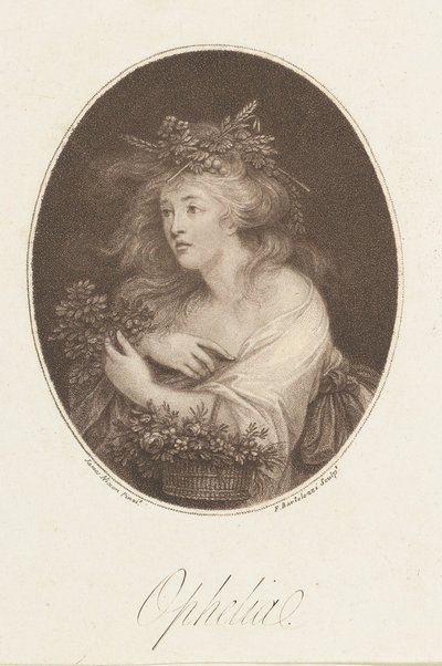 Ophelia Shakespeare, Hamlet, Acte 4, 1784 - Francesco Bartolozzi