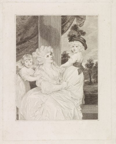 Portrait de Jane Stanhope avec ses deux enfants - Francesco Bartolozzi