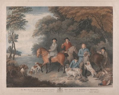 À son excellence le duc de Newcastle, cette gravure du retour de la chasse - Francesco Bartolozzi