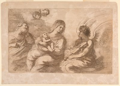 Vierge, Enfant, et Joseph avec un ange jouant du violon - Francesco Bartolozzi