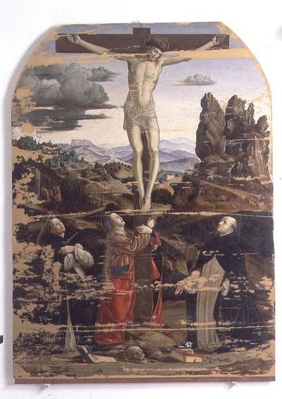 Crucifixion avec Saint Dominique, Sainte Marie-Madeleine et Saint Pierre Martyr - Francesco Bianchi Ferrari