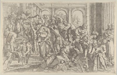 Saint Roch distribuant des aumônes à un groupe de personnes autour de lui - Francesco Brizio