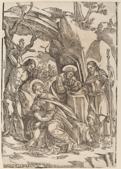 La Sainte Famille avec Saint Sébastien et Saint Roch - Francesco Denanto