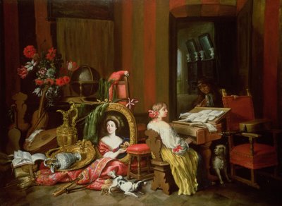 Intérieur avec une dame au clavecin - Francesco Fieravino
