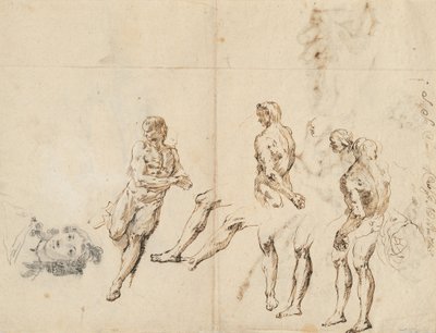 Tête de femme et études de nu masculin [verso] - Francesco Fontebasso