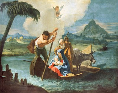 Sainte Famille traversant le Nil lors de leur fuite en Égypte - Francesco Fontebasso
