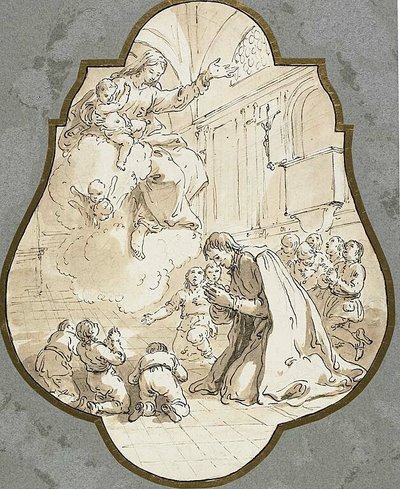 La Vierge apparaissant à saint Filippo Neri et à ses élèves - Francesco Fontebasso