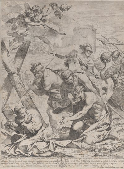 Saint André priant devant un crucifix - Francesco Giovani