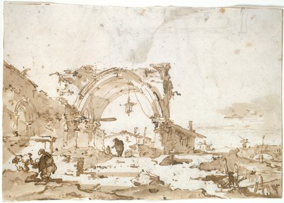 Un caprice avec une arche gothique en ruine - Francesco Guardi