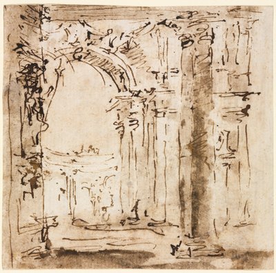 Paire de dessins : Esquisse du labyrinthe de la Villa Pisani et Piazza San Marco avec le Palais des Doges - Francesco Guardi