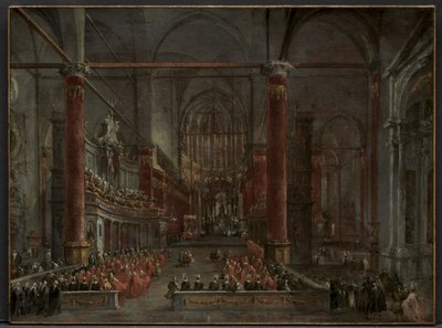 Cérémonie pontificale à SS. Giovanni e Paolo, Venise, 1782, vers 1783 - Francesco Guardi