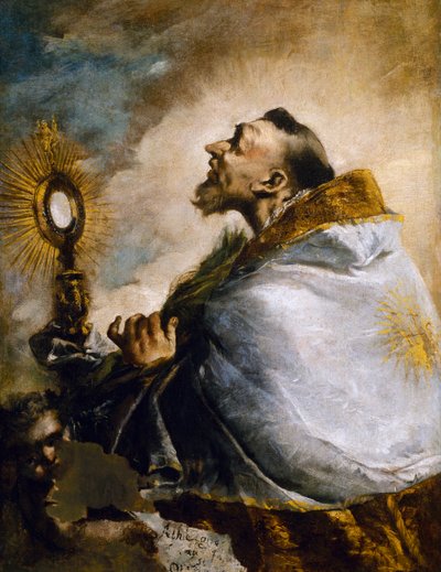 Saint en adoration de la Sainte Eucharistie ou Saint Norbert en extase - Francesco Guardi