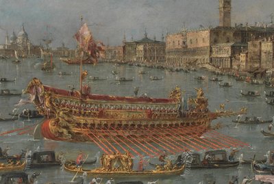 Le Festival du Bucintoro à Venise. Le Bacino di S. Marco avec le Bucintoro, la barge d