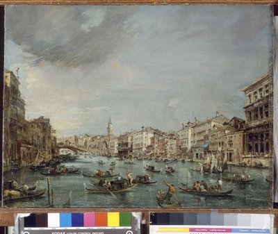Vue du Grand Canal vers le Rialto avec Palazzo Grimani et Palazzo Manin - Francesco Guardi