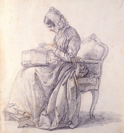 Portrait de sa femme, par Francesco Hayez (1791-1882), dessin - Francesco Hayez