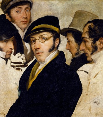 Autoportrait avec des amis Migliara, Palagi, Grossi, Molteni, vers 1825 - Francesco Hayez
