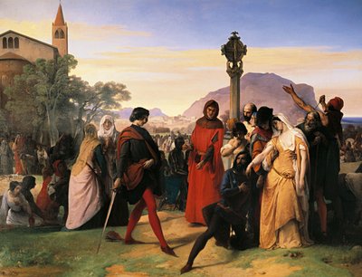 Vêpres siciliennes, la mariée de Ruggiero Mastrangelo de Palerme insultée par le Français Droetto est vengée par sa mort - Francesco Hayez