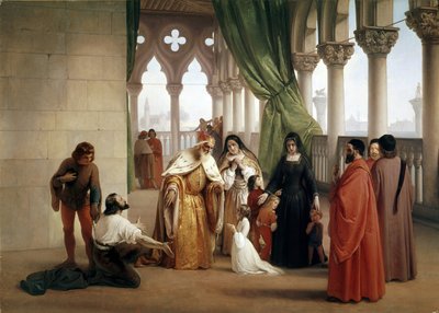 Les Deux Foscari : Francesco Foscari, Doge de Venise bannissant son fils Jacopo pour correspondance traîtresse en exil - Francesco Hayez