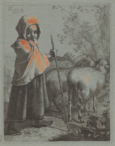 Petite bergère avec troupeau - Francesco Londonio