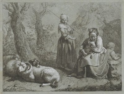 Trois bergères avec des moutons - Francesco Londonio
