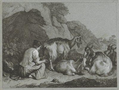 Bergère avec troupeau de chèvres - Francesco Londonio