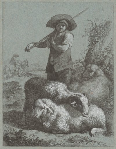 Garçon berger avec des moutons - Francesco Londonio