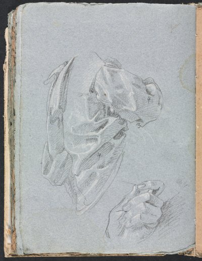 Carnet de croquis de Vérone : Étude de draperie avec main gauche page 86, 1760 - Francesco Lorenzi