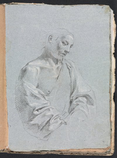 Carnet de croquis de Vérone : Figure masculine avec draperie (page 71) - Francesco Lorenzi