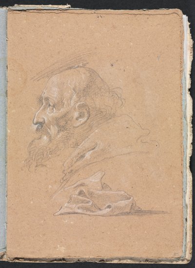 Carnet de croquis de Vérone : Moine de profil avec draperie page 87, 1760 - Francesco Lorenzi